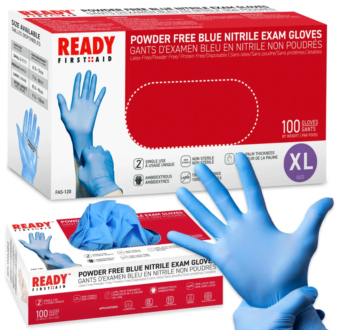 Blue Nitrile Gloves, Medical Gloves, Box Of 100 Pieces - 10 Box/Case, 4.0 Mil - First Aid