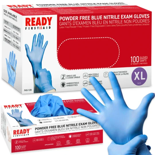 Blue Nitrile Gloves, Medical Gloves, Box Of 100 Pieces - 10 Box/Case, 4.0 Mil - First Aid